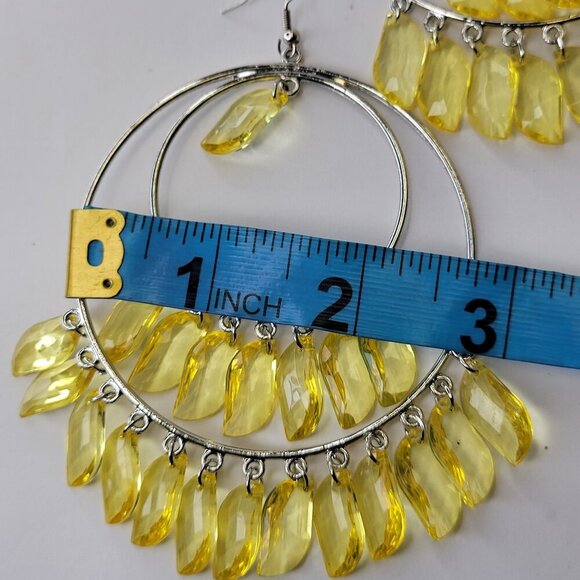 Yellow Hoop Earrings - Picture 6 of 7